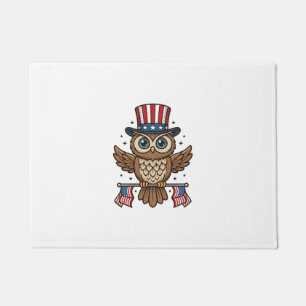 Paillasson Hibou patriotique Gravure vintage Graphique_1