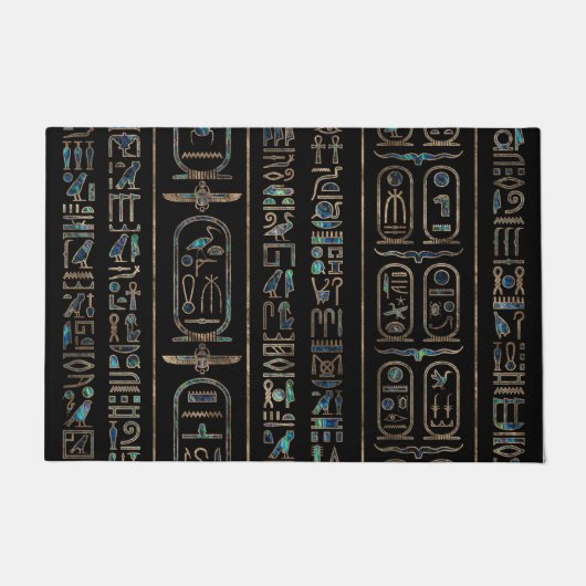Paillasson Hiéroglyphes égyptiens Abalone motif d'or (Devant)