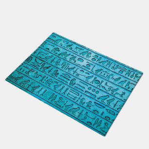 Paillasson Hiéroglyphes égyptiens antiques mat bleu