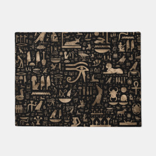 Paillasson Hiéroglyphes égyptiens antiques - noir et or