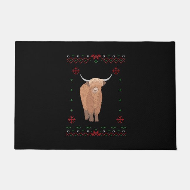 Paillasson Highland Cow Christmas (Devant)