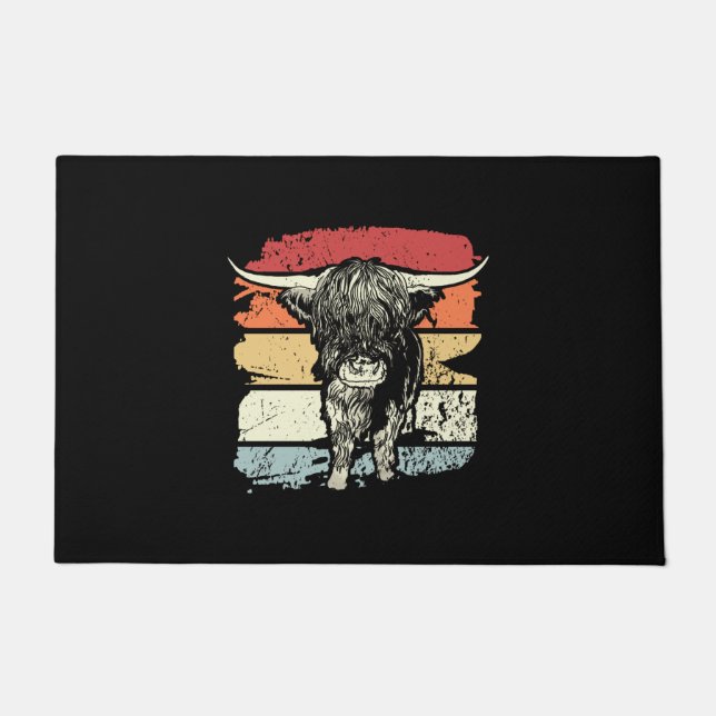 Paillasson Highland Cow Highland Cows Retro (Devant)