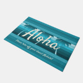 Paillasson Hilo Palms Hawaïens Turquoise Aloha rayé (Incliné)