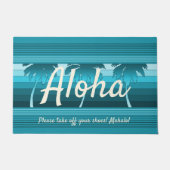 Paillasson Hilo Palms Hawaïens Turquoise Aloha rayé (Devant)
