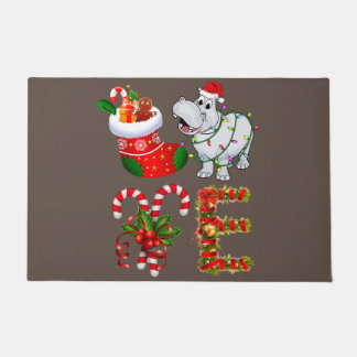 Paillasson Hippo lumières de Noël Funky Noël Chapeau Noël
