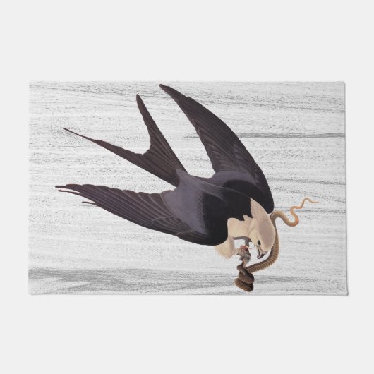 Paillasson Hirondelle faucon avec serpent sur gris rustique (Devant)