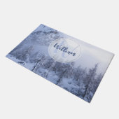 Paillasson Hiver merveilleux brouillard épinette forêt neige (Incliné)