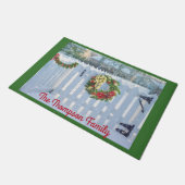 Paillasson Hiver Picket clôture et couronne de vacances (Incliné)