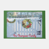Paillasson Hiver Picket clôture et couronne de vacances (Devant)