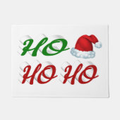 Paillasson Ho Ho Ho Santa Hat Noël rouge vert script (Devant)