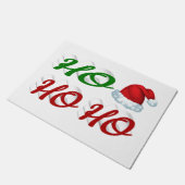Paillasson Ho Ho Ho Santa Hat Noël rouge vert script (Incliné)