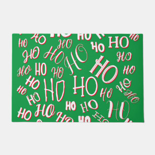 Paillasson HO HO HO Texte de Noël motif blanc vert rouge