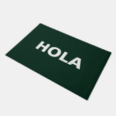 Paillasson Hola vert foncé & blanc espagnol hello minimaliste (Incliné)
