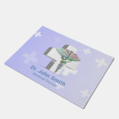 Paillasson Holographique Médicale 3D Caduceus Croix blanche (Incliné)