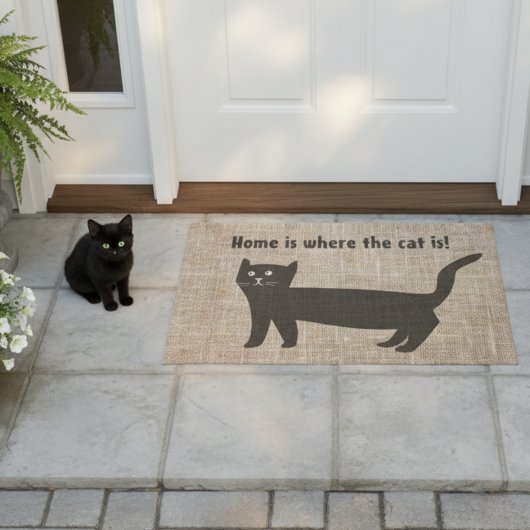 Paillasson Home est là où le chat est noir mat de chat