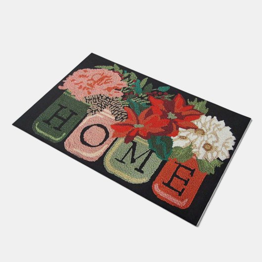 Paillasson Home Flower Door Mat, Floral Welcome Mat (Incliné)