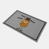 Paillasson Homme citrouille - Halloween heureux - Pois gris (Incliné)