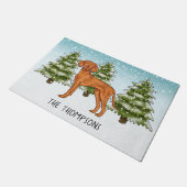 Paillasson Hongrois Vizsla Chien Snowy Forêt D'Hiver Et Nom (Incliné)