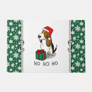 Paillasson Hound de Noël Père Noël Basset (trois couleurs 1)