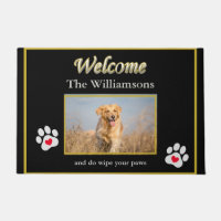 Humour Chien Photo Custom Black Gold Welcome