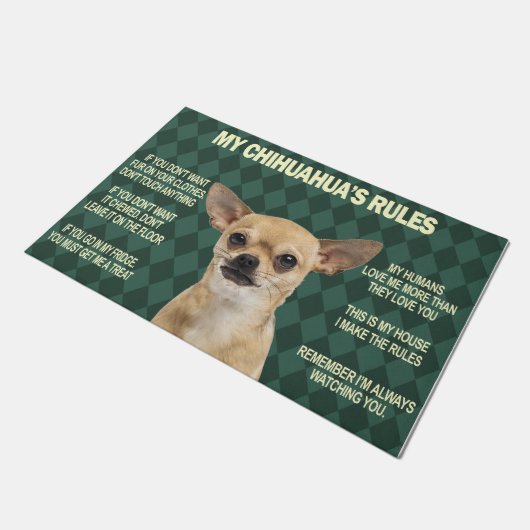 Paillasson Humour Cihuahua Chien Règles Mat, Chihuahua Propri (Incliné)