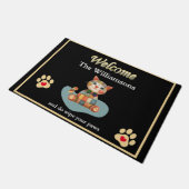 Paillasson Humour Happy Chat Custom Black Gold Welcome (Incliné)