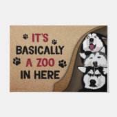 Paillasson Husky Dogs Mat, C'est en gros un zoo ici (Devant)