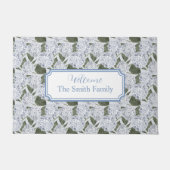 Paillasson Hydrangea Blue Custom Name Welcome Doormat (Devant)