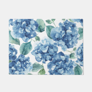 Paillasson Hydrangea Blues Motif Fleur Fleurie Aquarelle