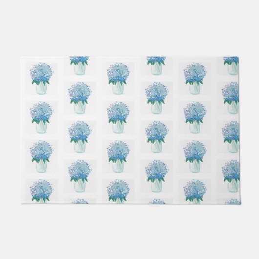 Paillasson Hydrangée bleue et violette (Devant)