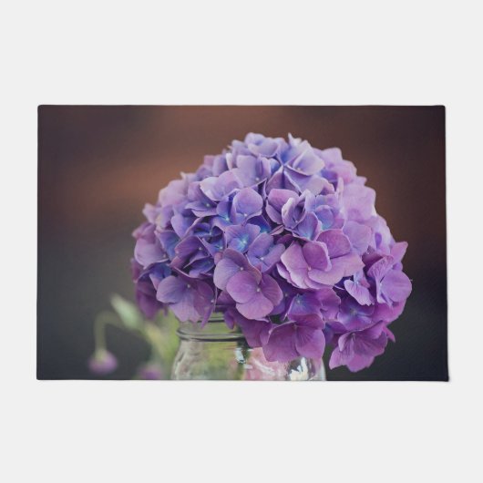 Paillasson Hydrangée violette dans Mason Jar Photo (Devant)