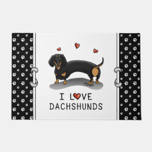 Paillasson I Love Dachshunds (noir et bronze) Mignonne chien