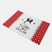 Paillasson I Love Papillons (blanc & noir) Coeurs Chiens mign (Incliné)