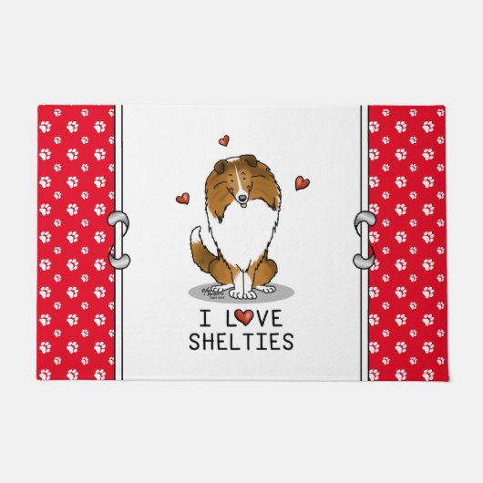 Paillasson I Love Shelts (sable 2) Shetland Sheepdogs mignonn (Devant)