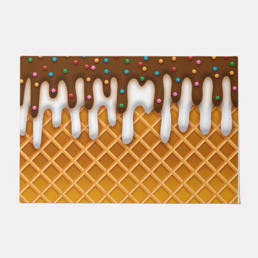 Paillasson Ice Cream Drip Gaufle Cone Chocolate And Vanilla (Devant)