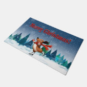 Paillasson Ice Skating Dachshund Christmas Doormat (Incliné)