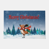 Paillasson Ice Skating Dachshund Christmas Doormat (Devant)