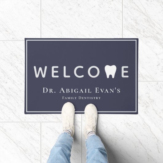 Paillasson Icône dentaire moderne Marine Blue Dentistrie Bien (Intérieur)