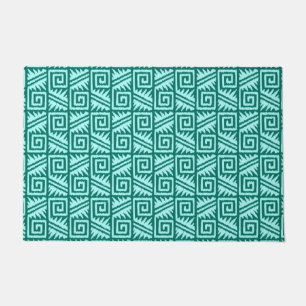 Paillasson Ikat Aztec Tribal - Turquoise et Aqua