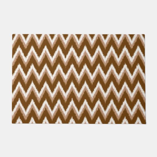 Paillasson Ikat Chevron Stripes - Chocolat Brown & Beige (Devant)