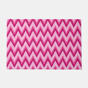 Paillasson Ikat Chevron Stripes, Fuchsia et Pale Pink