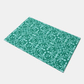 Paillasson Ikat Damask Pattern, Turquoise et Aqua (Incliné)