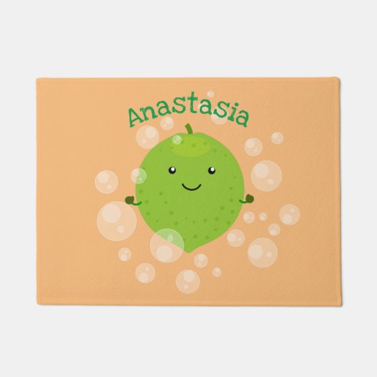 Paillasson Illustration de bulles de chaux vert mou (Devant)