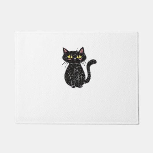 Paillasson Illustration de chat noir, Doodle mignon chat clas (Devant)