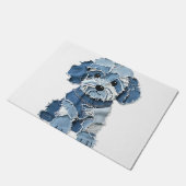 Paillasson Illustration de chien en patchwork de denim mignon (Incliné)