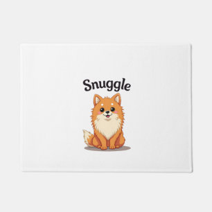 Paillasson Illustration de chien mignon Pomeranian câlin vint