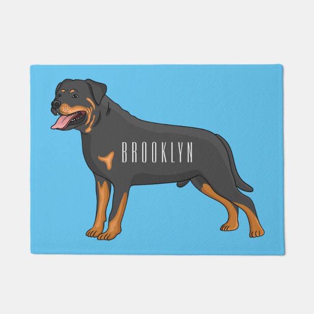 Paillasson Illustration de chien Rottweiler (Devant)
