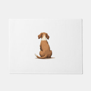 Paillasson Illustration de chien vue arrière vintage marron c