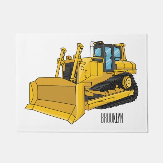 Paillasson Illustration de dessin animé Bulldozer (Devant)