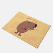 Paillasson Illustration de dessin animé de capybara ukulele (Incliné)